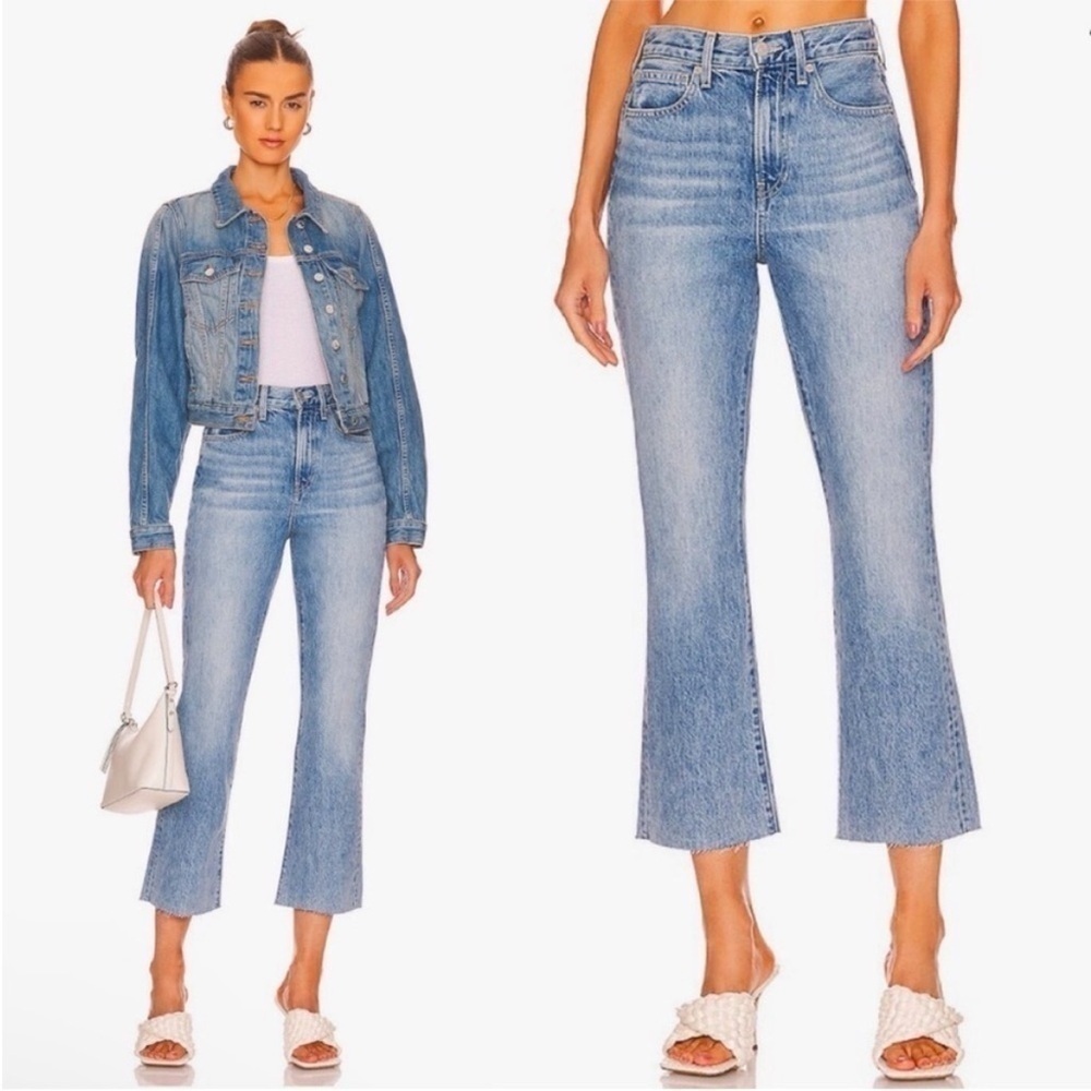 NEW! Veronica Beard- Carly Kick Flare High Rise Jeans Light Wash Pebble Stone 24